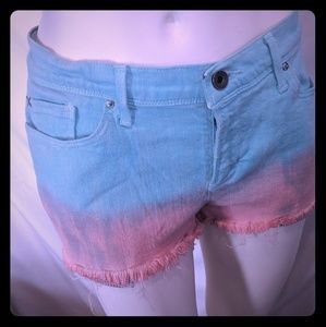 Lamb & Flag | distress shorts | raw hem  blue pink